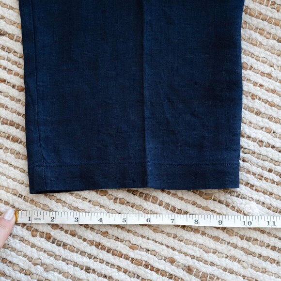 RALPH LAUREN PANTS SZ 10 NAVY BLUE JEANS 100% LINEN CROPPED WIDE LEG - Picture 8 of 8